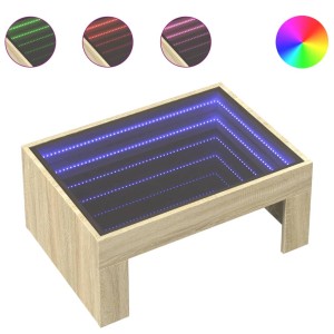 vidaXL Couchtisch mit Infinity-LED, Sonoma-Eiche, 70x50x30 cm. Tisch mit LED-Beleuchtung.
