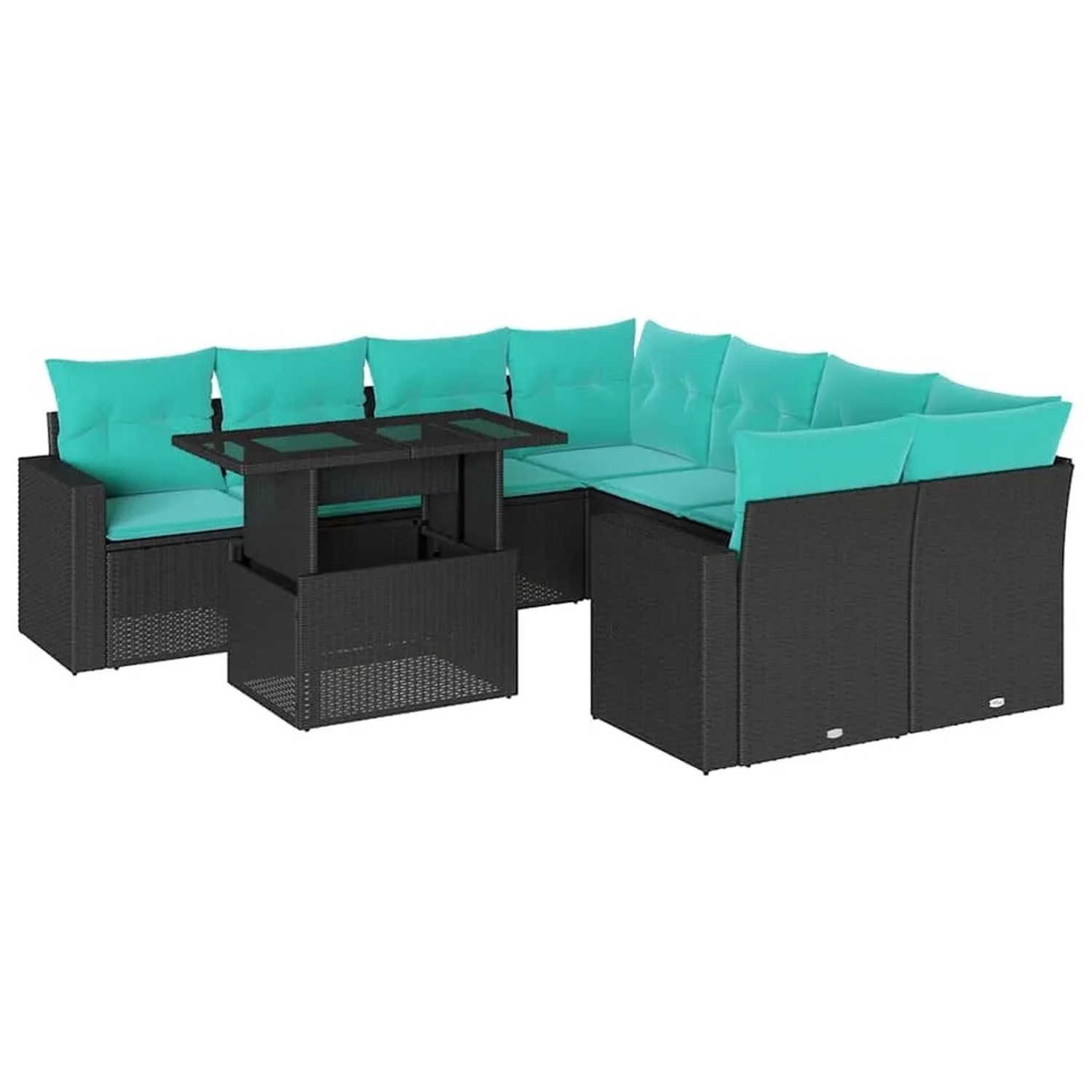 vidaXL 9-Tlg Gartensofa-Set mit Kissen Schwarz Polyrattan 3267167 günstig online kaufen