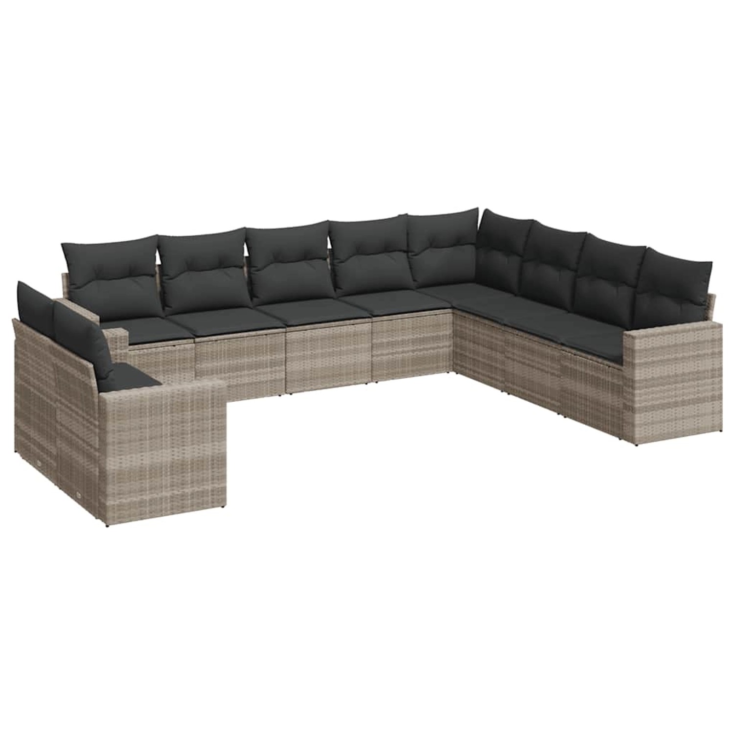 vidaXL 10-Tlg Garten-Sofagarnitur mit Kissen Hellgrau Poly Rattan 3219162 günstig online kaufen
