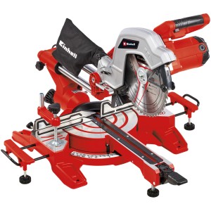Einhell Zug-Kapp-Gehrungssäge TC-SM 254, rot/silber, mit Staubfangsack und Laser.
