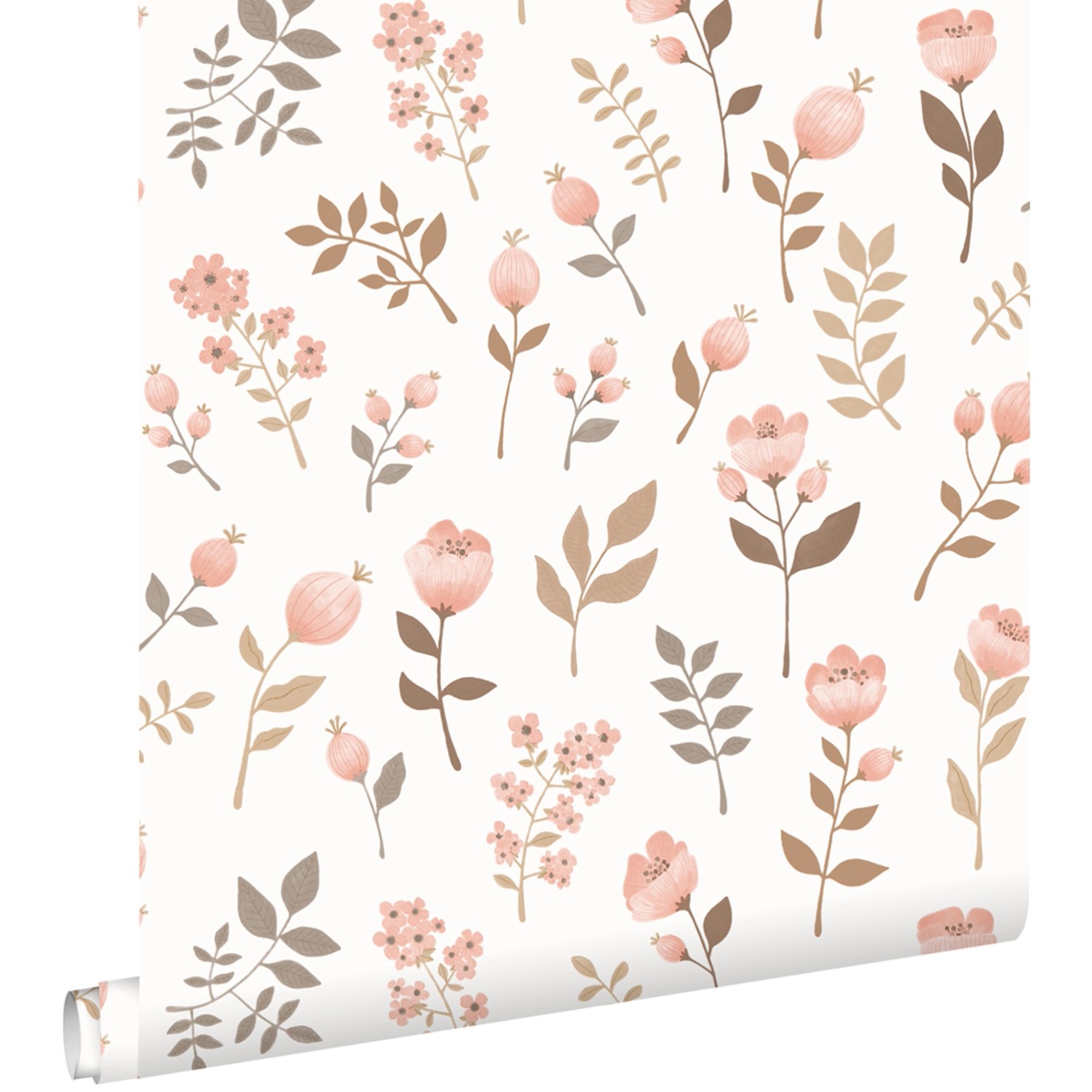 ESTAhome Tapete Blumen Hellrosa und Olivgrün 53 cm x 10.05 m günstig online kaufen
