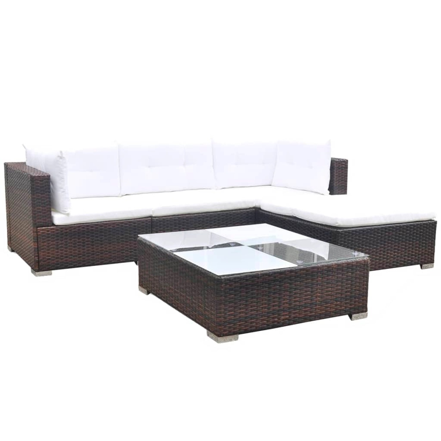 vidaXL 5-Tlg Garten-Lounge-Set mit Kissen Poly Rattan Braun 42739