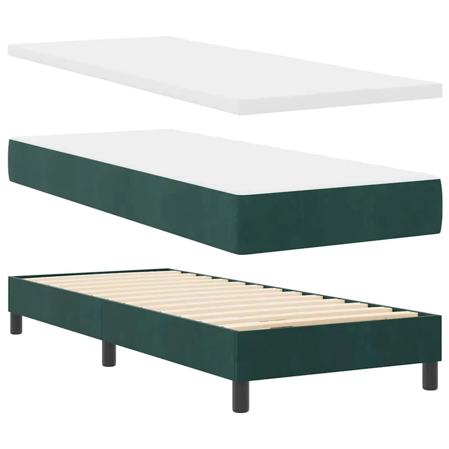 vidaXL Boxspringbett mit Matratze Dunkelgrün 200 x 80 cm Polyester 3341495 günstig online kaufen