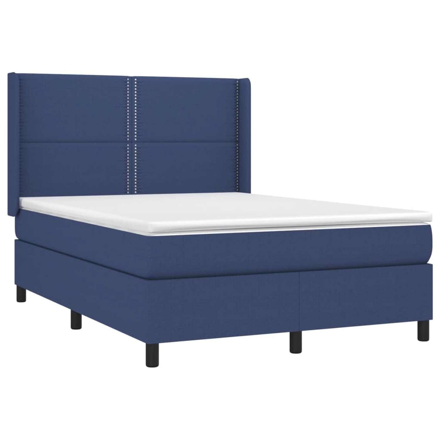 vidaXL Boxspringbett mit Matratze & LED Blau 140x200 cm Stoff 3138243 günstig online kaufen