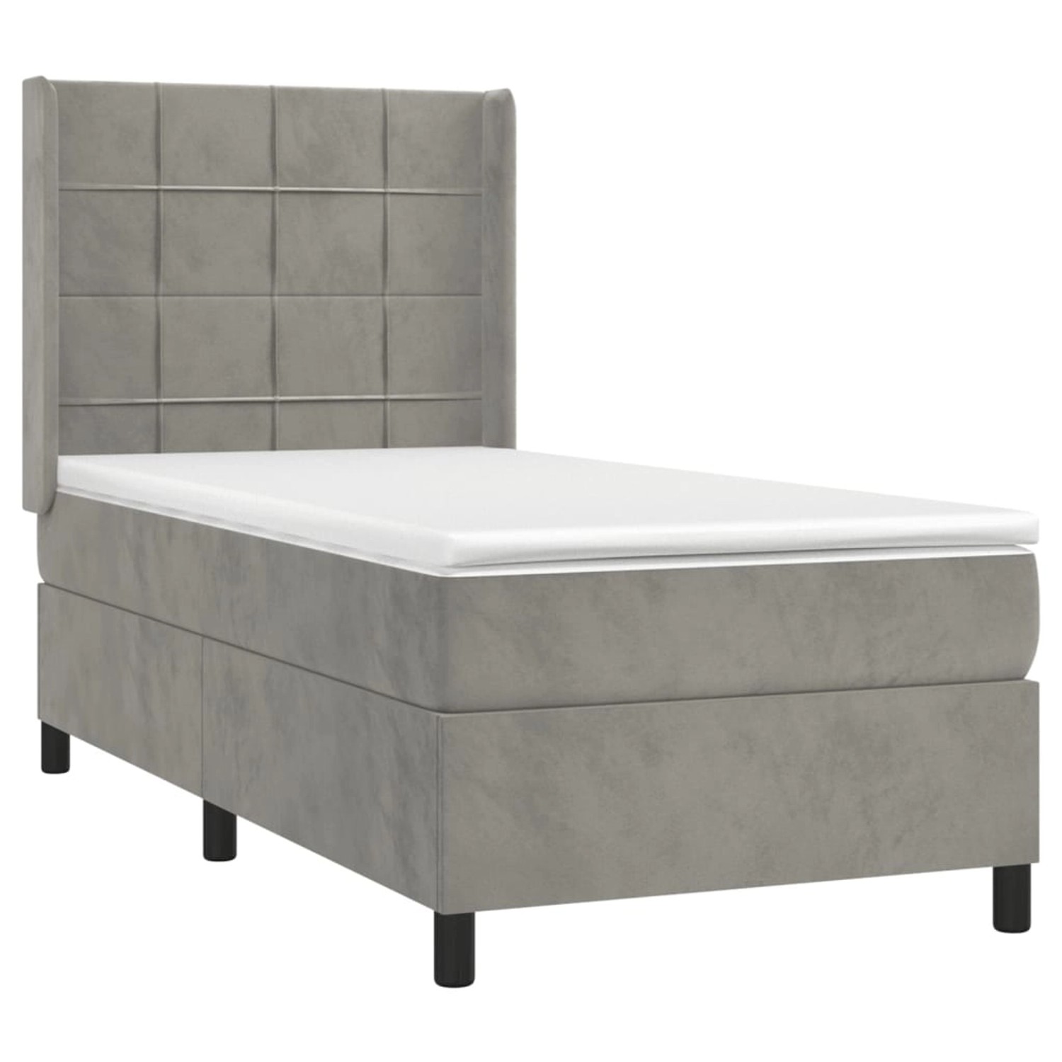 vidaXL Boxspringbett mit Matratze & LED Hellgrau 90x200 cm Samt 3139541 günstig online kaufen