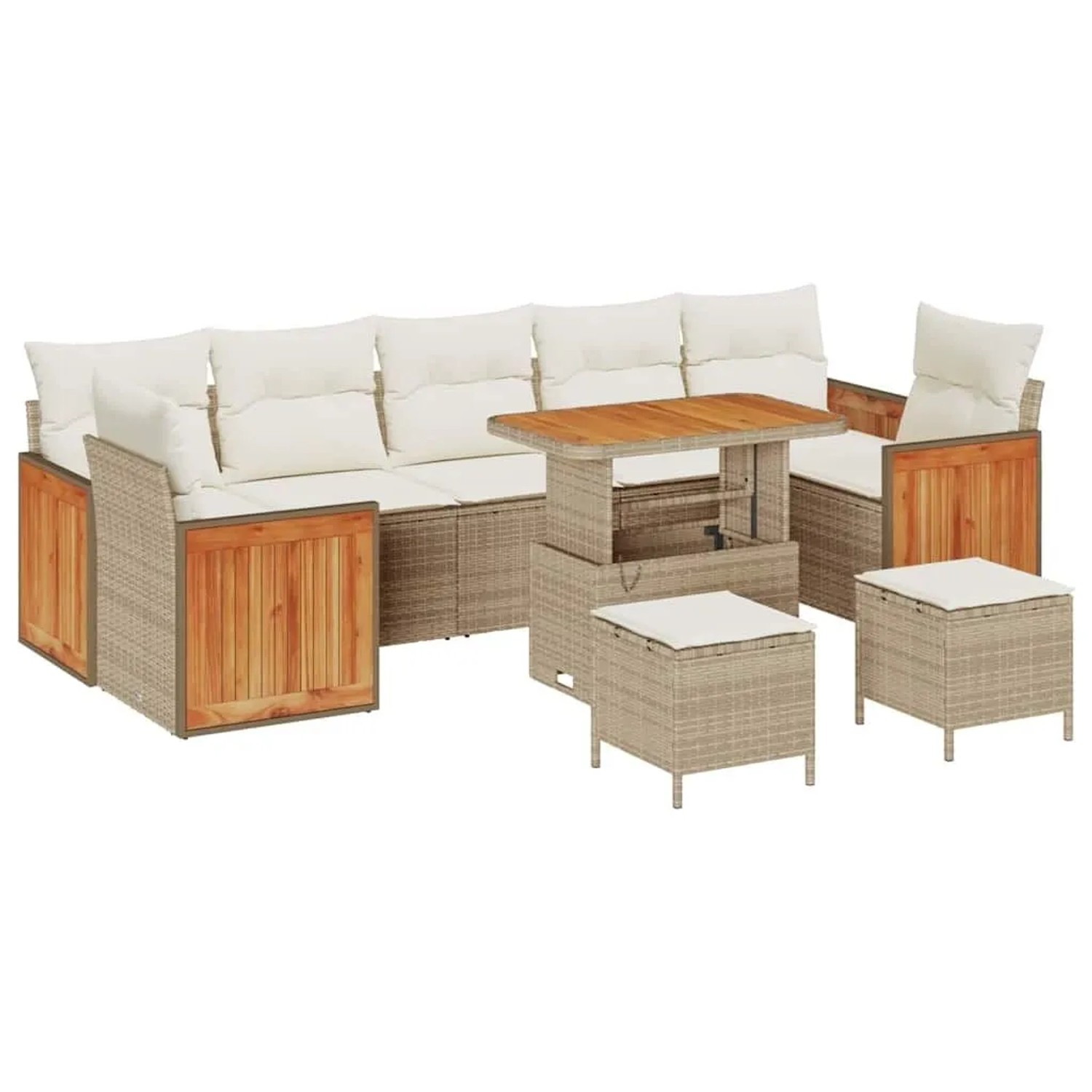vidaXL Gartensofa-set mit Kissen 13-Tlg Beige und Creme Poly-Rattan 3365241 günstig online kaufen