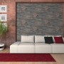 A.S. Création Vliestapete Best of Wood´n Stone Klinkerstein Graublau-Braun im Wohnraum.