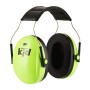 Neongrüner 3M Peltor Kapselgehörschutz H510AK für Kinder, flaches Design.