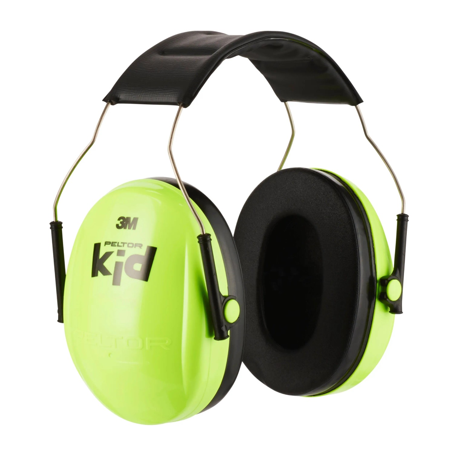 Neongrüner 3M Peltor Kapselgehörschutz H510AK für Kinder, flaches Design.
