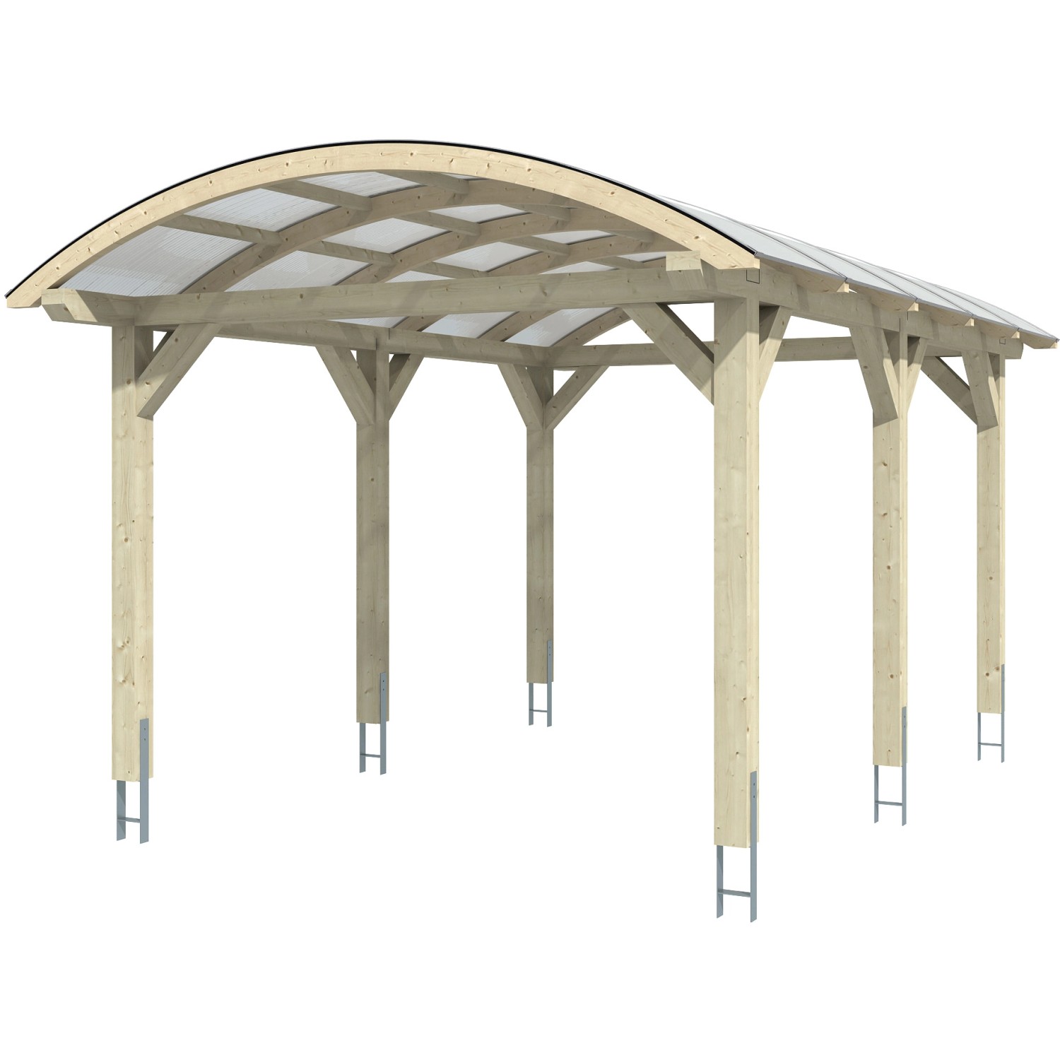 Skan Holz Bogendach-Carport Franken Nussbaum 376 x 541 cm günstig online kaufen