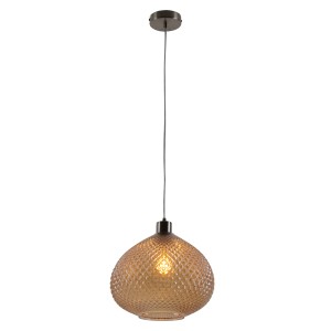 Näve Pendelleuchte Glas Surrat, orientalische Hängelampe mit welligem Glasschirm, 29 cm Durchmesser.