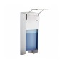 Relaxdays Eurospender Aluminium Kunststoff Silber Weiß Ellenbogenbedienung Wandmontage 32 cm x 9 cm x 23 cm 1000 ml 0,7 kg