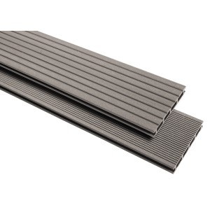 GartenLand WPC Terrassendiele Vintage Musterstück, 25x145 mm, silbergrau, geriffelte Oberfläche.