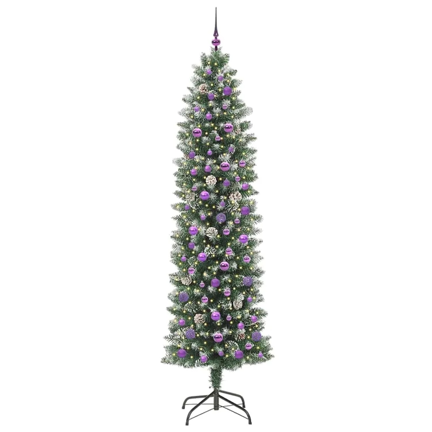 vidaXL Künstlicher Schlanker Weihnachtsbaum Grün und Weiß 240 cm 3395323