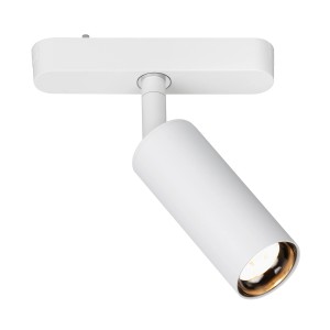 Weißer, schwenkbarer Brilo LED Spot Luxtrail für 48V Schienensystem mit warmweißem Licht.