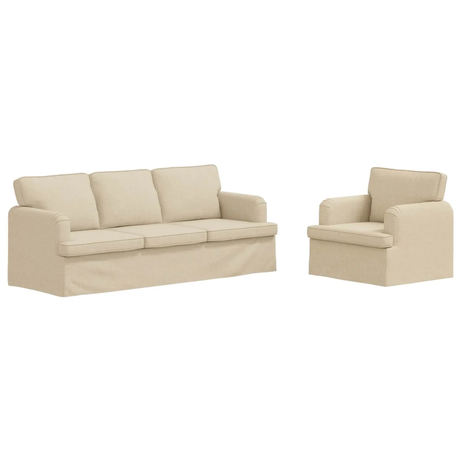 vidaXL Sofa 2-Tlg Creme 144 x 80 x 85 cm Stoff 3407609
