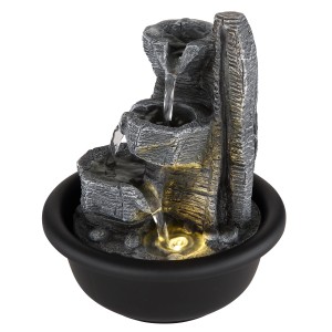 Globo Brunnen Fontana, Zimmerbrunnen aus Kunststoff in Schwarz-Matt, 19 cm hoch.