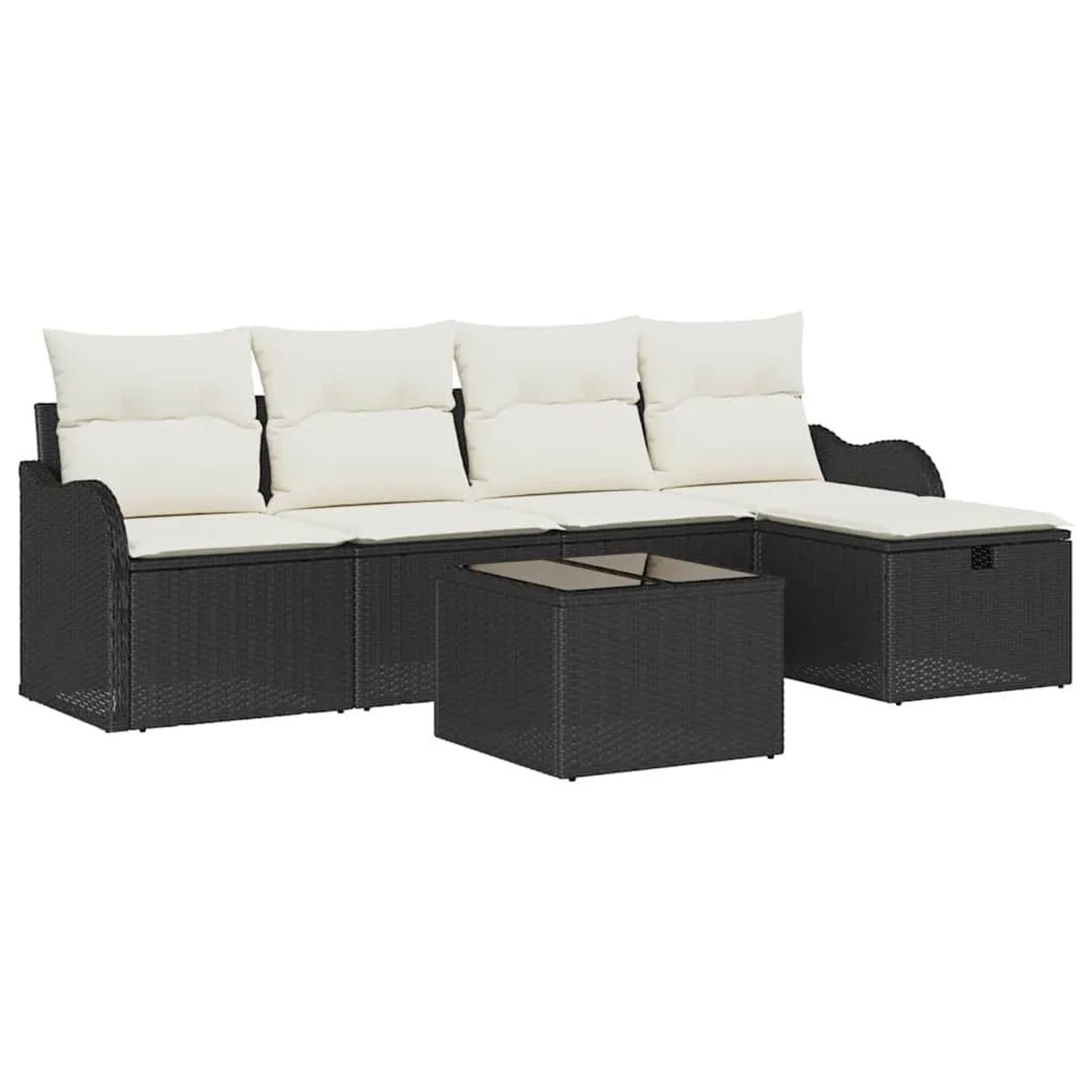 vidaXL Gartensofa-set mit Kissen 6-Tlg Schwarz und Creme Poly-Rattan 335896 günstig online kaufen