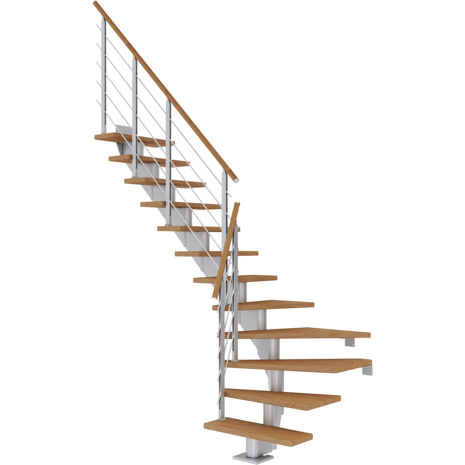 Dolle Mittelholmtreppe Hamburg Eiche Perlgrau GH bis 322 cm 1/4 Gewendelt 7 günstig online kaufen