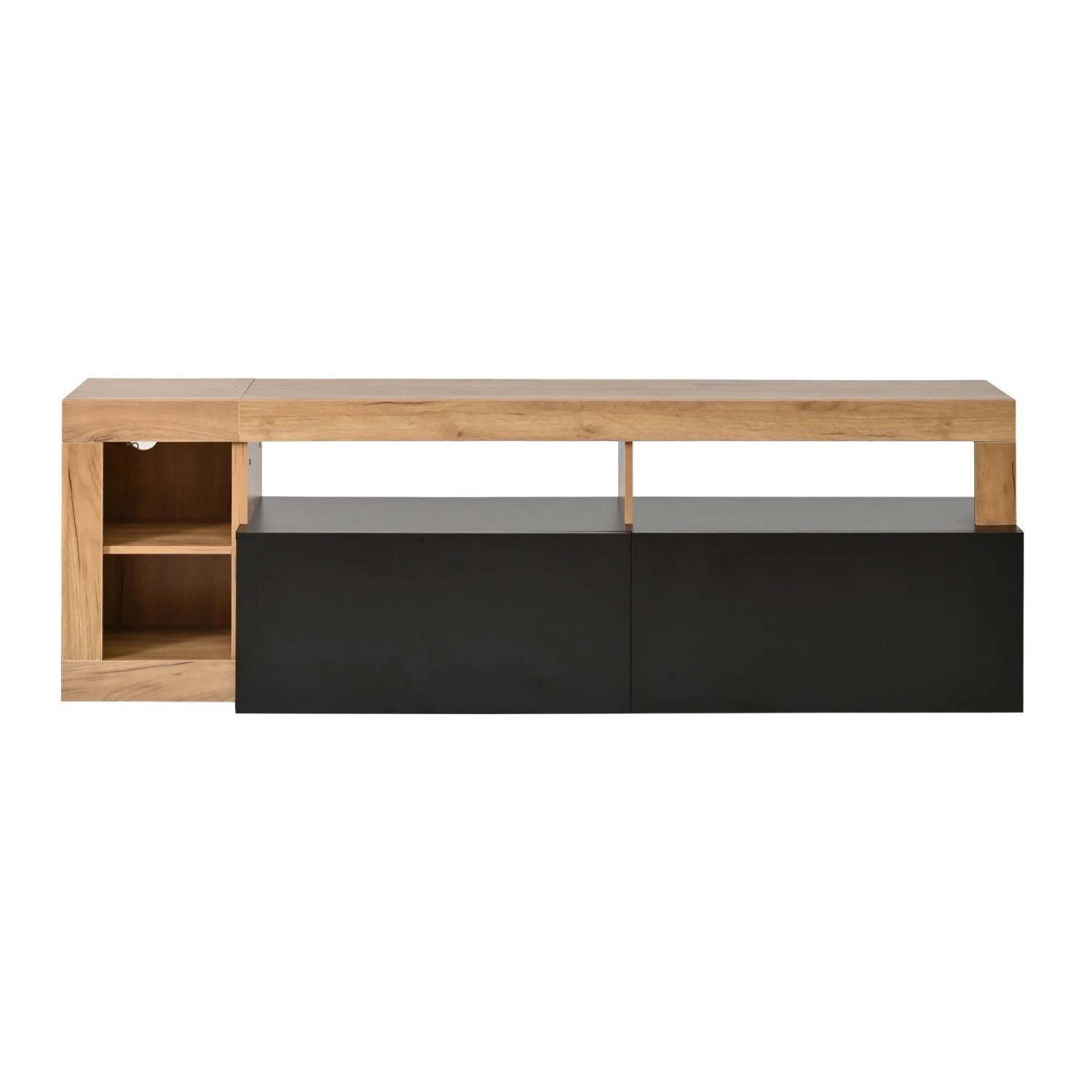 Merax TV-Schrank 80 Zoll LED Stauraum Holzrahmen Schwarz