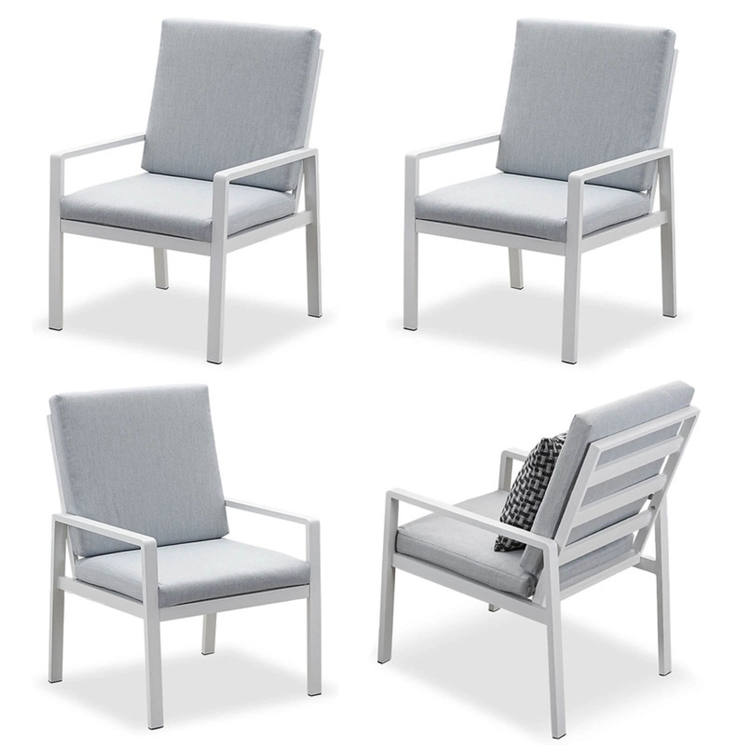 MeXo 4 St Aluminium Gartenmöbel Esstischstuhl Weiß