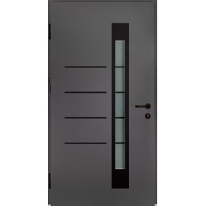 Moderne Splendoor Sicherheits-Haustür Berlin Prime RC2 in Anthrazit mit Glaseinsatz, 100x210 cm.