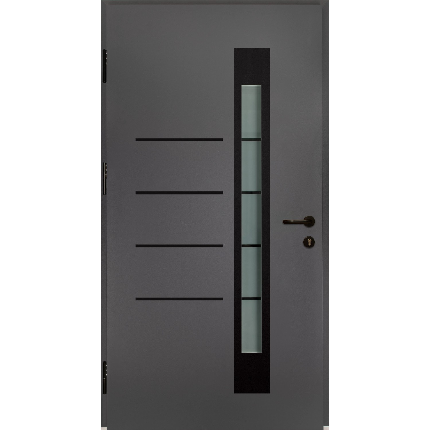 Moderne Splendoor Sicherheits-Haustür Berlin Prime RC2 in Anthrazit mit Glaseinsatz, 100x210 cm.