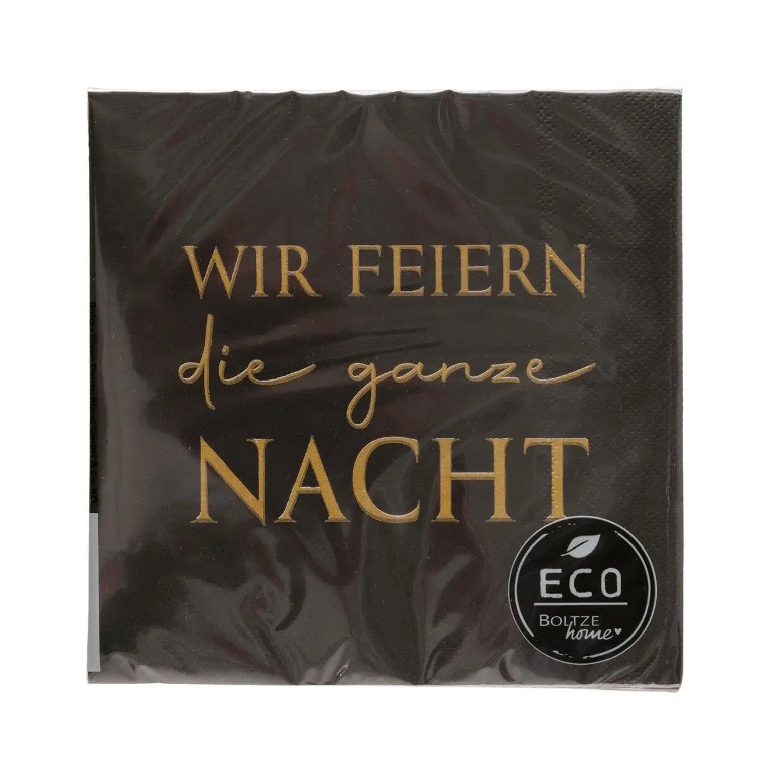 Boltze Servietten Cheers 16,5 cm x 16,5 cm 12-teilig Schwarz-Gold