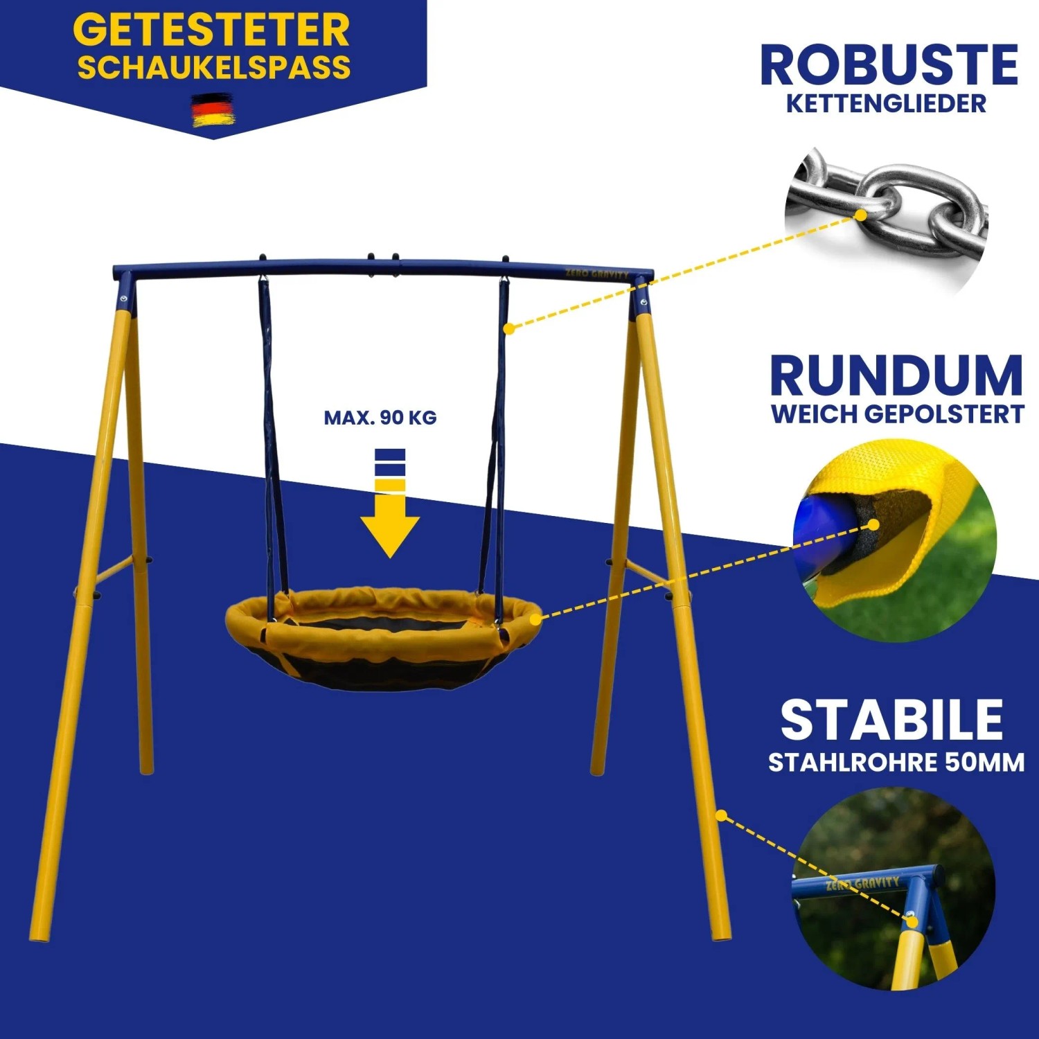 Zero Gravity Gartenschaukel UFO mit Stabilem und Korrosionsbeständigem Metallrahmen_6