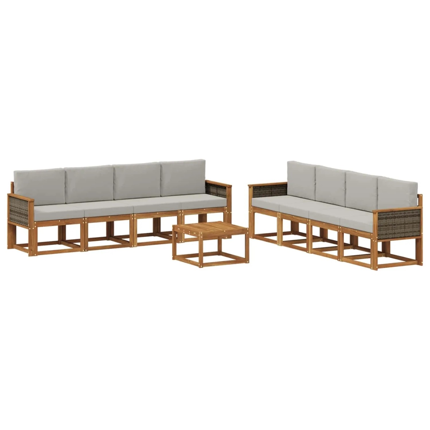 vidaXL Outdoor-Sofagarnitur mit Kissen 7 Stk Natur und Hellgrau 3385087