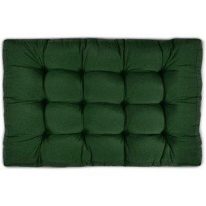 Dunkelgrünes, gestepptes Paletten-Sitzkissen 120x80x15cm für Gartenmöbel. Robustes, rechteckiges Outdoor-Sitzpolster.