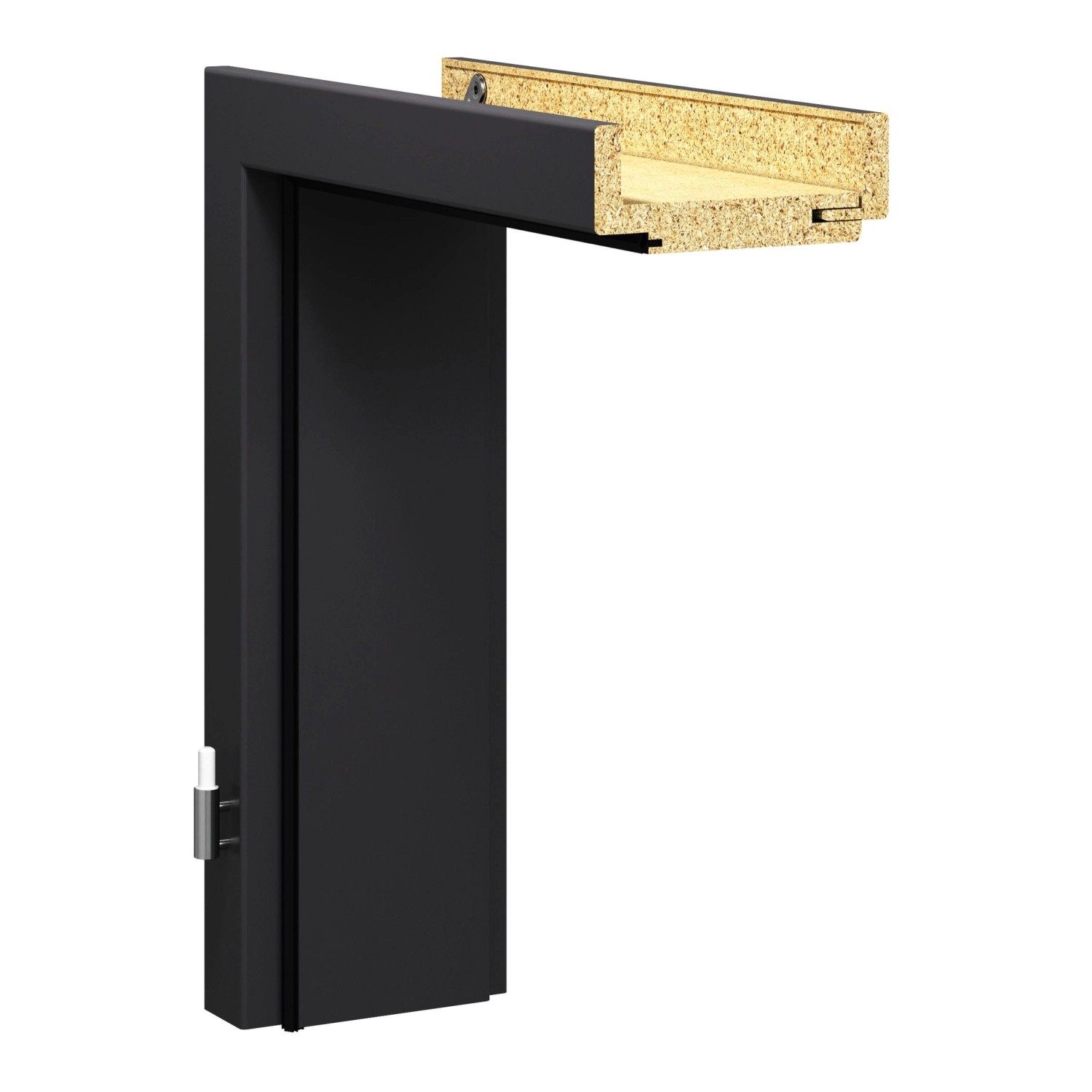 GetaDoor Zarge Brilant Soft Schwarz 198,5 cm x 73,5 cm x 8 cm DIN R