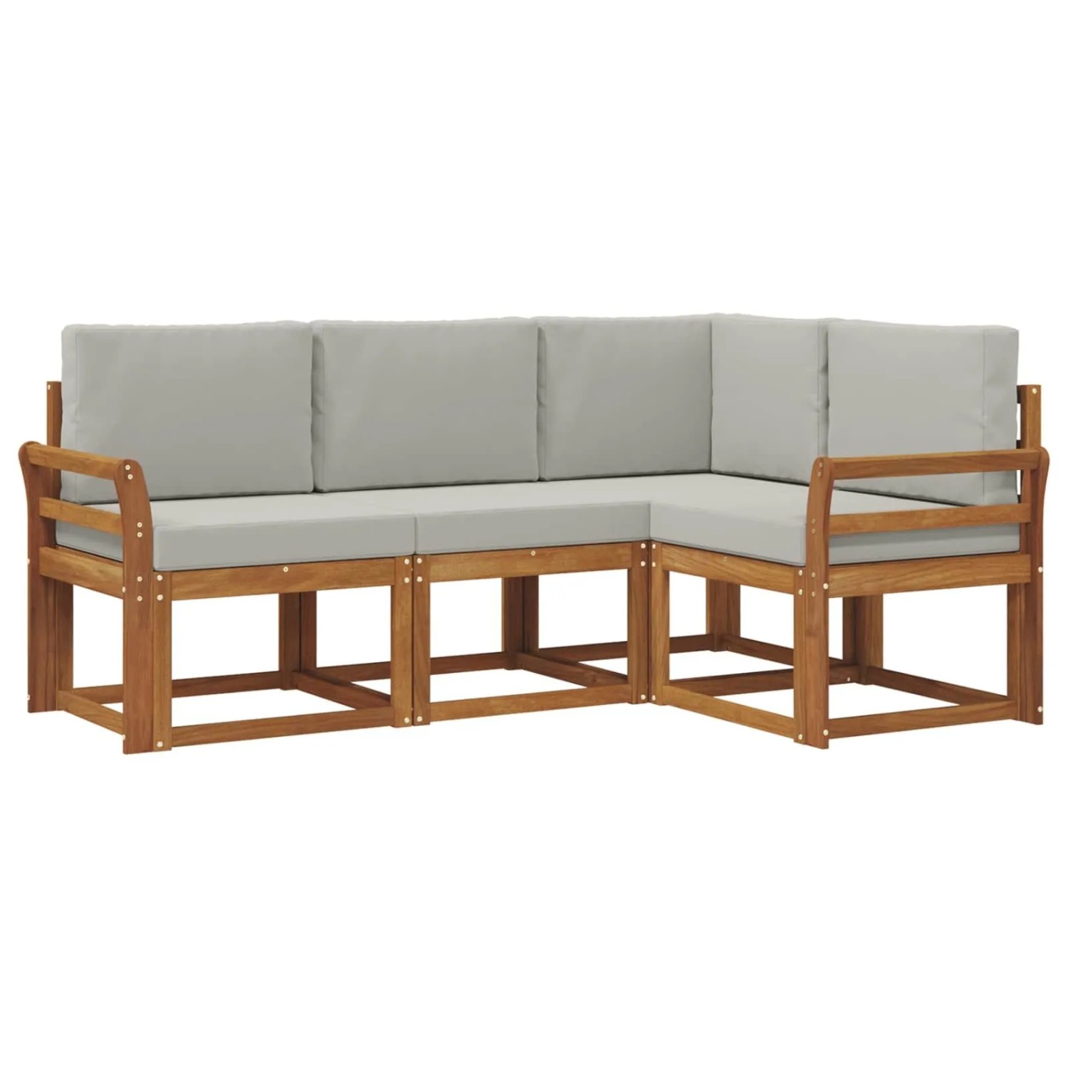 vidaXL Outdoor-Sofagarnitur mit Kissen 4 Stk Natur und Hellgrau 3366324