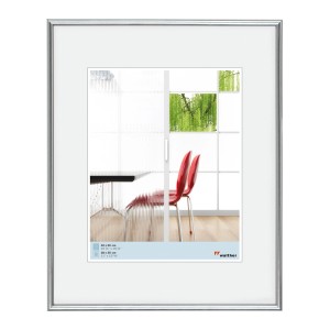 Walther Design Galeria Bilderrahmen 50x70 cm, Silberner Kunststoffrahmen für Fotos und Bilder.