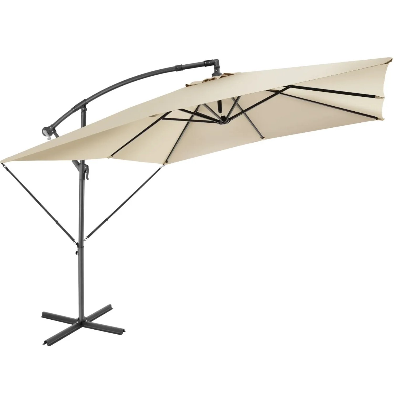 Tectake Sonnenschirm  Apollon 250 x 250 cm  Leichtgängiger Mechanismus  300 x 250 x 250 cm Beige