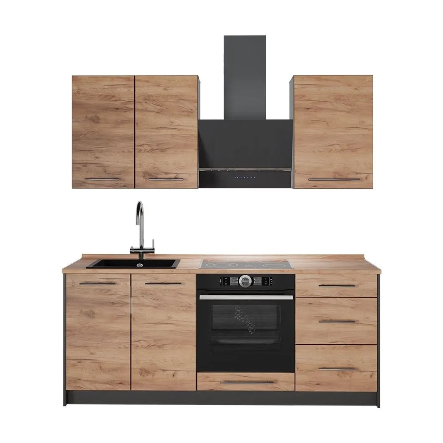 Vicco Singleküche Fame-Line Goldkraft Eiche/Weiß 190 x 82 AP Eiche Art Nr 64932