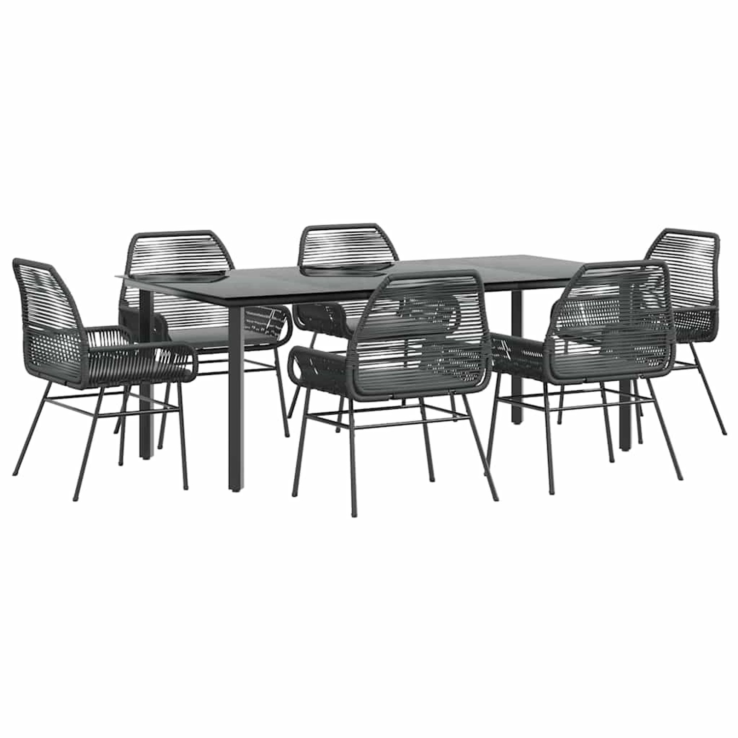 vidaXL 7-Tlg Garten-Essgruppe mit Kissen Schwarz Poly Rattan Glas 3334567 günstig online kaufen