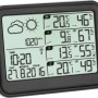Schwarze TFA Funk-Wetterstation View mit Anzeige von Innen- und Außentemperatur, Luftfeuchtigkeit und Wettervorhersage.