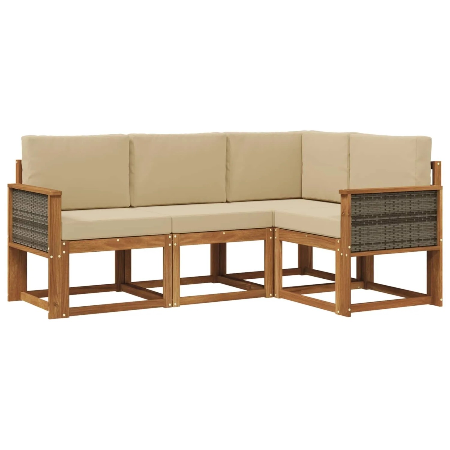 vidaXL Outdoor-Sofagarnitur mit Kissen 4 Stk Natur und Beige Polyester 3385169
