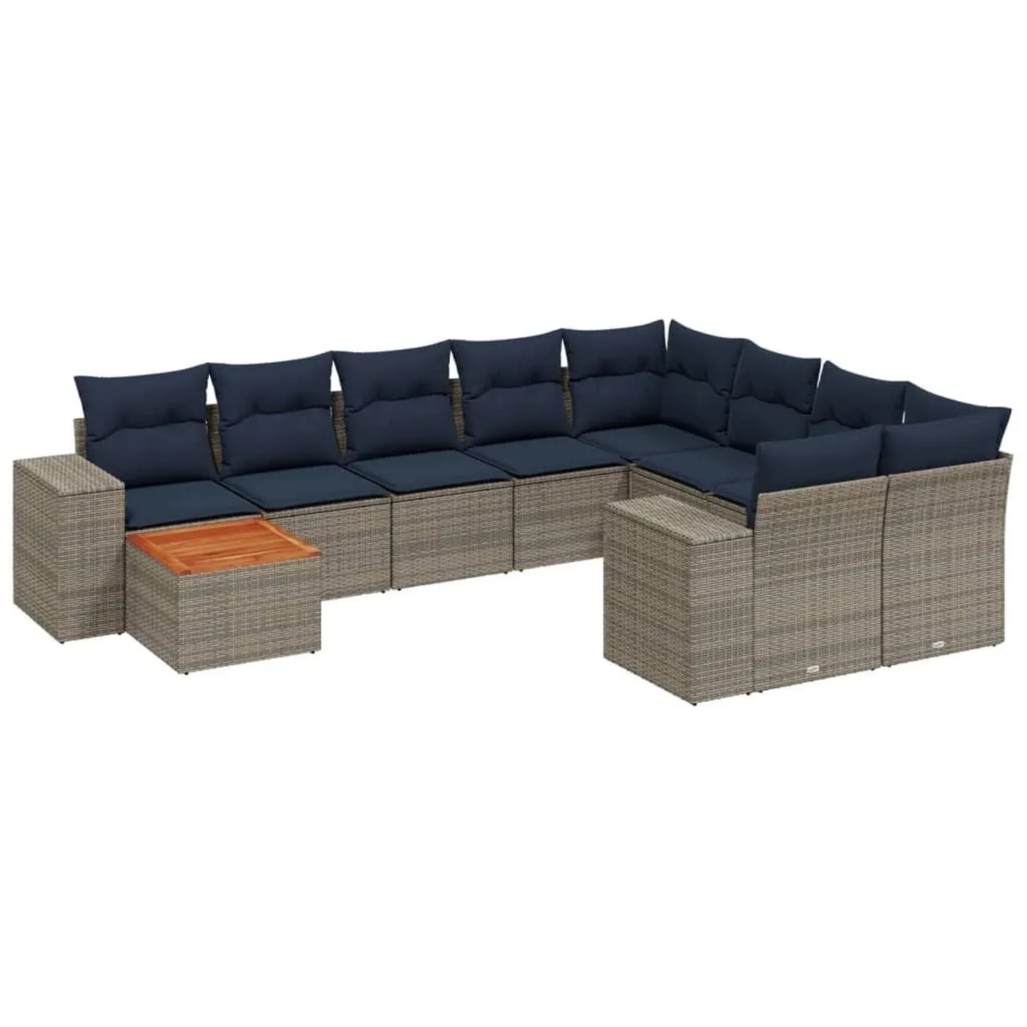vidaXL 10-Tlg Gartensofa-Set mit Kissen Grau Polyrattan 3225613 günstig online kaufen