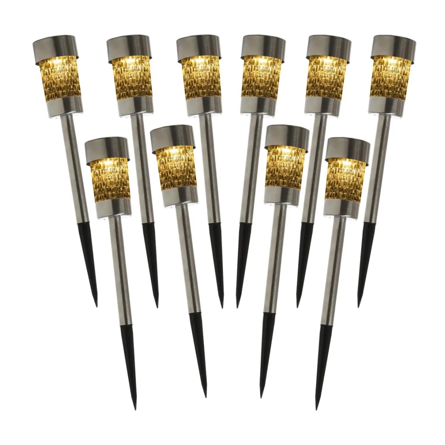 Marelida LED Solar Wegleuchten Erdspieß Edelstahl Solarleuchten Garten Balkon 10 Stück