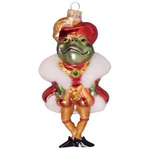 Weihnachtsornament: Frosch-Prinz aus Glas (14cm) von Krebs Glas Lauscha.