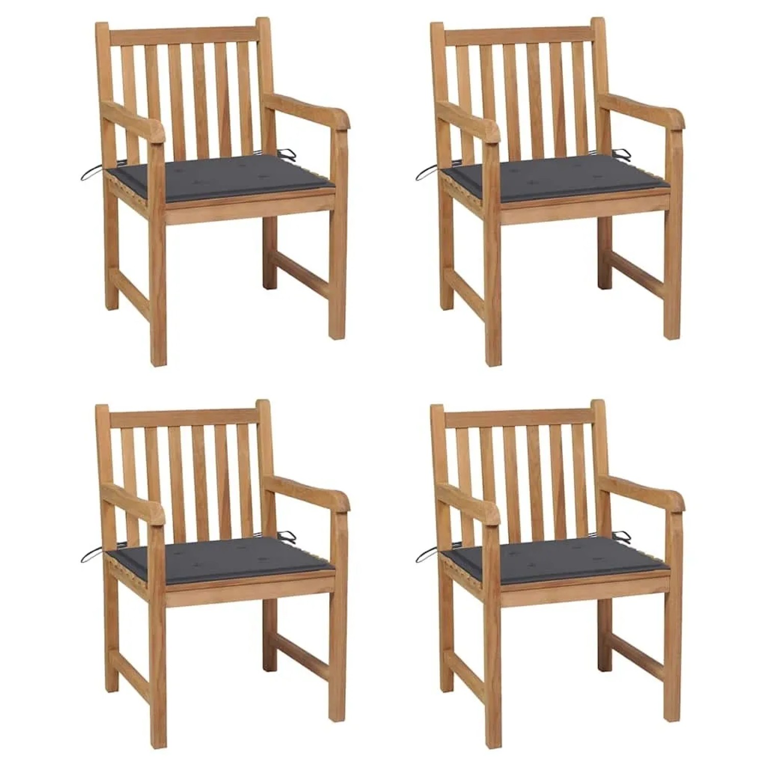 vidaXL Gartenstühle 4 Stk mit Anthrazit Kissen Massivholz Teak 3073004