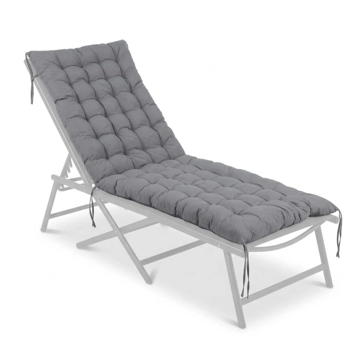 Relaxdays Bankauflage Polyester Grau Gesteppt mit Bindebändern 180 cm x 70 cm
