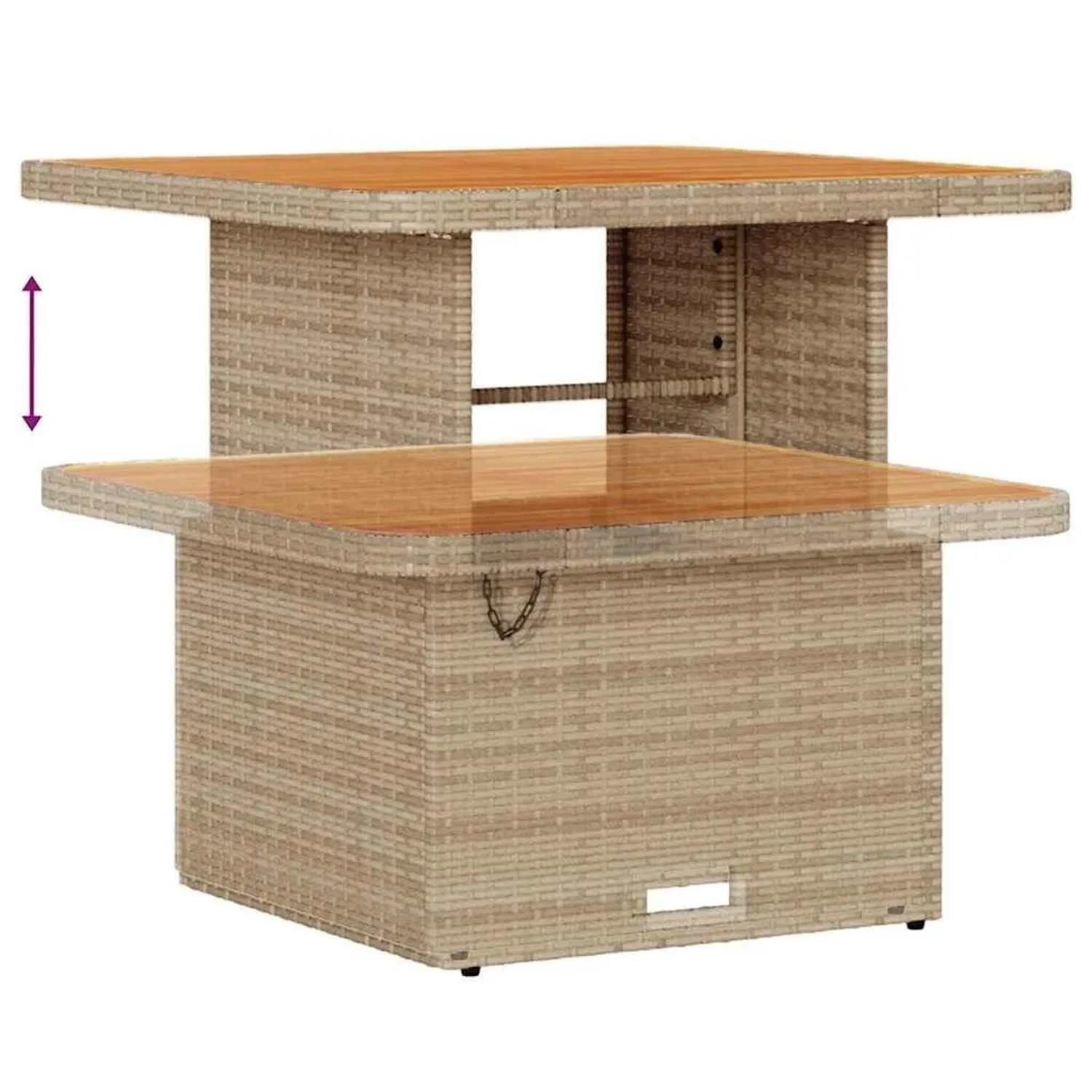 Beiger vidaXL Gartentisch aus Polyrattan, Teil des 11-tlg. Gartensofa-Sets.