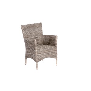 Sessel aus dem Merxx Teneriffa Gartenmöbel-Set, grau-beige, Kunststoffgeflecht.