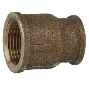 Kirchhoff Reduzier-Doppelmuffe, 30,3/18,7 mm, blank, aus Messing für Gewindefittings.