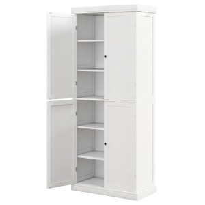 Costway 6-Stöckiger Küchenschrank 4 Türen 76 x 40 x 184,5 cm Weiß