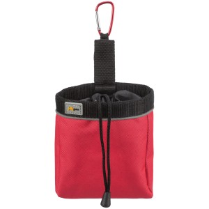 Jollypaw Snack-Tasche aus Polyester, rot, mit Zugband, Clip und Gürtelschlaufe für Hunde-Leckerlis.