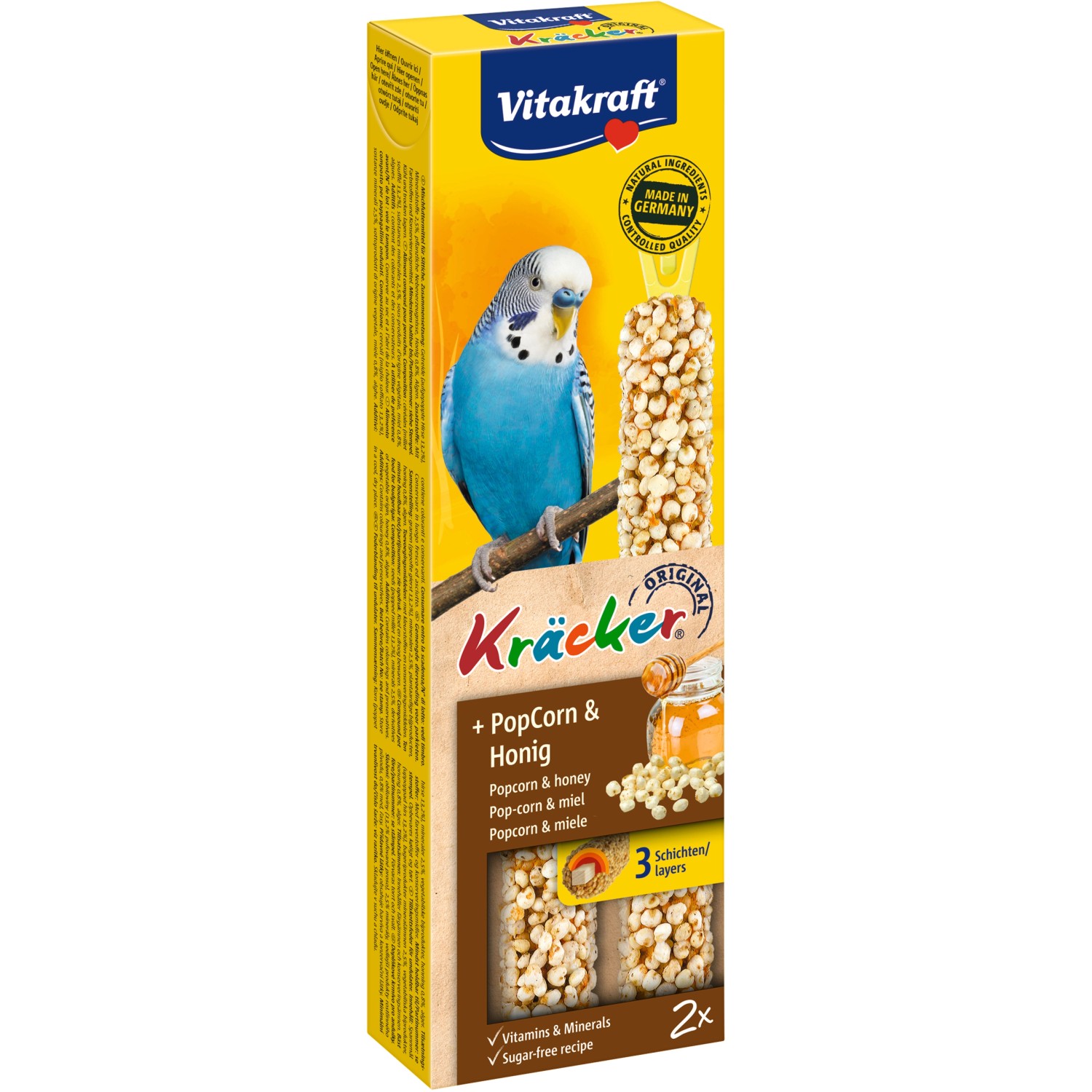 Vitakraft Kräcker® Popcorn und Honig für Sittiche 2 Stück